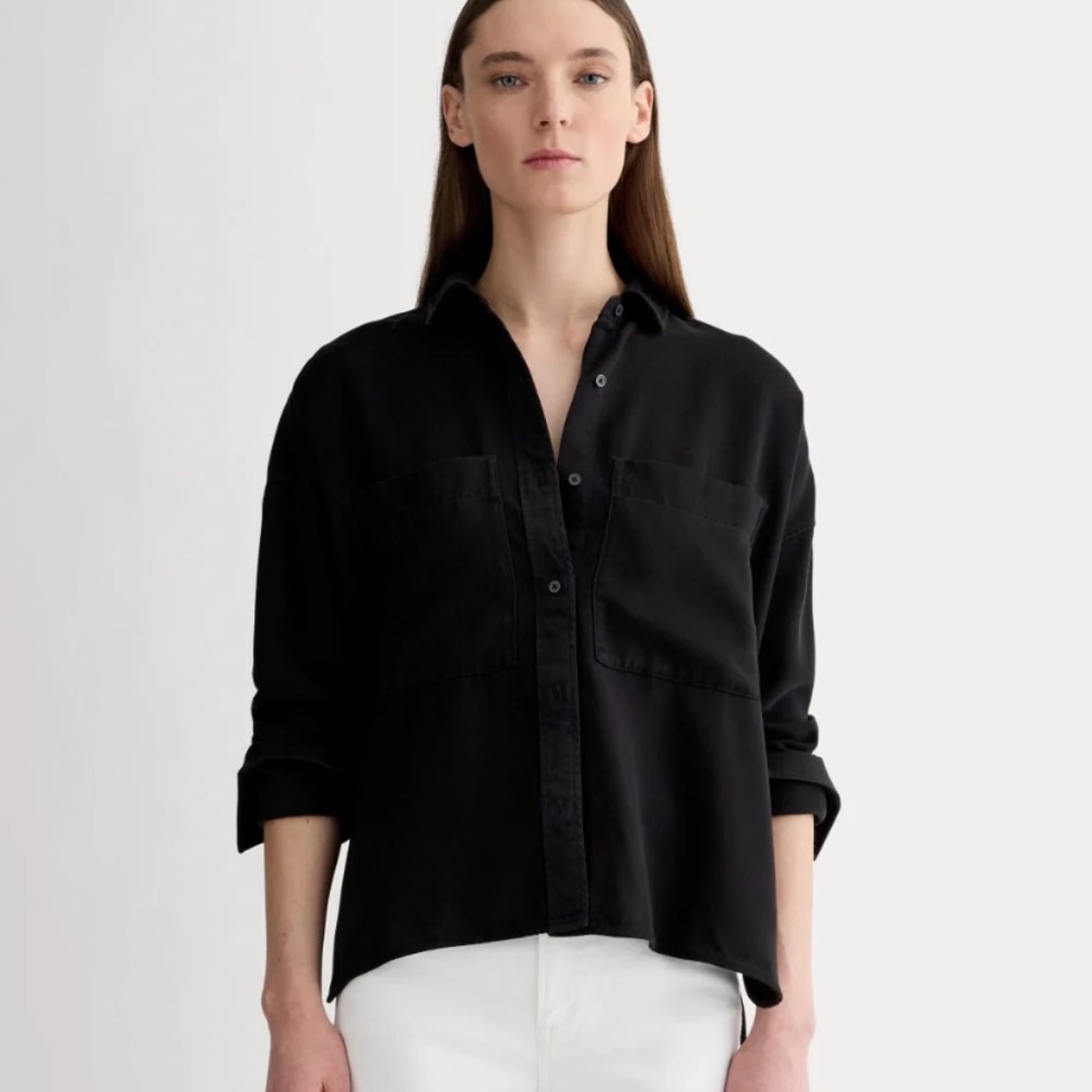 Everlane - TENCEL Boxy Shirt - Black - Picture 2 of 7